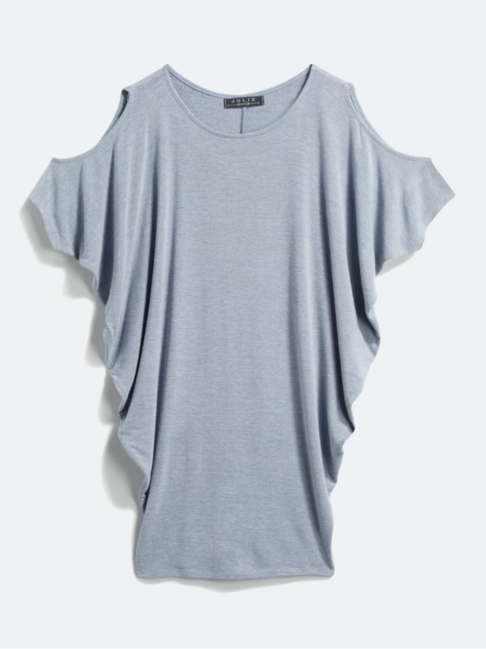 Jolie Light Blue Cold-Shoulder Batwing Tunic